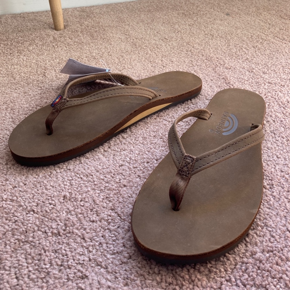 Rainbow flip flops